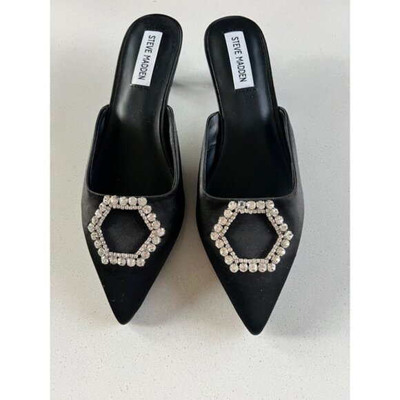 NWOB STEVE MADDEN Kees Rhinestone Embellished black Mule slide size 8.5 - Picture 9 of 10